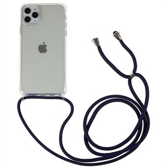 TPU+akryl bakskal för iPhone 11 Pro 5,8 tums genomskinligt telefonfodral med justerbar rem