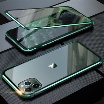 Heltäckande magnetisk metallram + telefonskal i härdat glas för Apple iPhone 11 Pro Max 