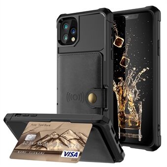Läderbelagt TPU-fodral med plånboksstativ inbyggt magnetiskt ark för iPhone 11 Pro Max  - Svart