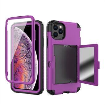 Card Holder with Hidden Mirror Three Layer Shockproof PC+TPU Protective Cover for iPhone 11 Pro Max 