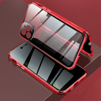 Metallram + dubbelsidigt härdat glas + linsskyddslås Installation Anti-peep-fodral för iPhone 11 Pro Max