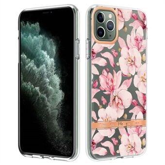 LB5 Series TPU Phone Case for iPhone 11 Pro Max , Support Wireless Charging IMD IML Flower Patterns Electroplating Phone Protective Cover