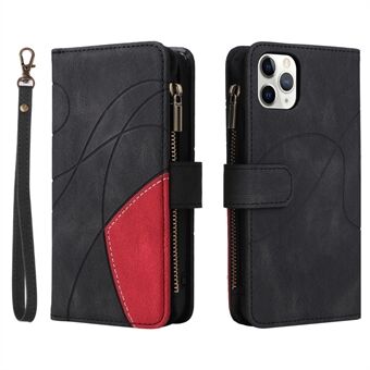 KT Multi-function Series-5 For iPhone 11 Pro Max  Zipper Pocket Cell Phone Case Bi-color Splicing PU Leather Dustproof Multiple Card Slots Zipper Pocket Smartphone Covering