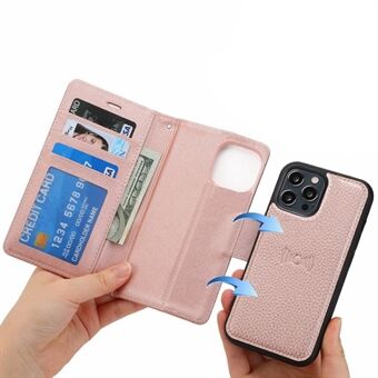 DOLISMA For iPhone 11 Pro Max  Litchi Texture Detachable Outer Leather Cover Leather Coated TPU Case with Stand Wallet