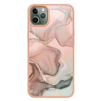 YB IMD Series-16 för iPhone 11 Pro Max 6,5 tum Style E Marble Pattern Design Cover Galvaniseringsram 2,0 mm TPU IMD Flexibelt telefonfodral - Rosa