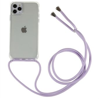 För iPhone 11 Pro Max 6,5 tums TPU+akryltelefonfodral Anti Scratch genomskinligt fodral med justerbar rem