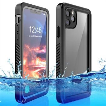 FS-serien för iPhone 11 Pro Max är ett vattentätt telefonfodral med IP68-certifiering vilket gör det möjligt att använda telefonen upp till 2 meter under vatten. Fodralet är också stöttåligt och har en transparent design.