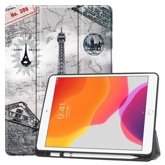 Mönsterutskrift Tri-fold Stand TPU Läder Smart Tablet Case med Apple Pencil Slot för iPad (2021) / (2020) / (2019)