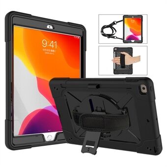 [Inbyggd handhållarrem] 360° vridbart Kickstand PC + Silikon Combo Tablet Shell med axelrem för iPad 10.2 (2020) (2019)