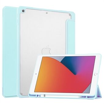 For iPad (2021)/(2020)/(2019) Shockproof Case Transparent Back Stand Tablet Cover with Pen Slot