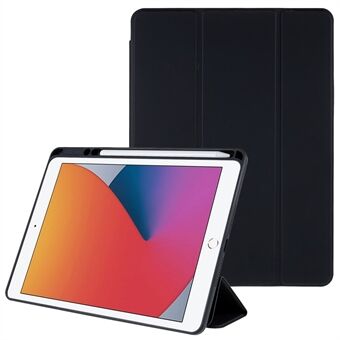 For iPad (2021)/(2020)/(2019) Magnetic Adsorption Detachable Case PU Leather Hard Acrylic Back Trifold Stand Cover with Pen Holder