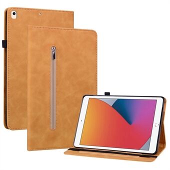 For iPad iPad (2021)/(2019)/(2020) Solid Color Tablet Case with Zipper Pocket Shockproof Full Protection PU Leather Tablet Cover Shell with Card Slots Wallet Stand