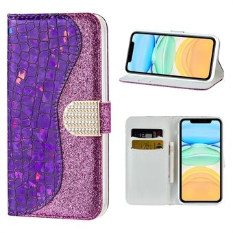 Crocodile Texture Flash Powder Leather Shell with Stand Case for iPhone 12 mini