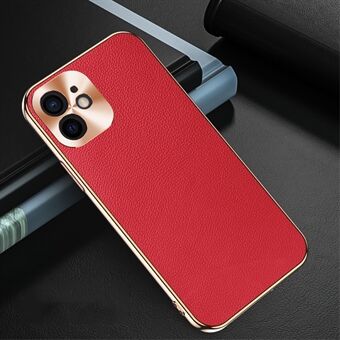 Electroplating CD Lens Covering Genuine Leather TPU Protective Case for iPhone 12 mini