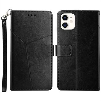 Y-formad linjeavtryckande textur PU-lädertelefonfodral Stand plånboksskalsfodral för iPhone 12 mini 
