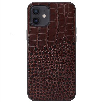 For iPhone 12 mini  Genuine Cowhide Leather Coating PC + TPU Well-protected Crocodile Texture Anti-fall Phone Cover