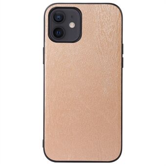 For iPhone 12 mini  Phone Case PU Leather Wood Texture Design Inner PC + TPU Phone Shell