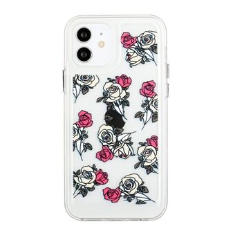 Flower Series for iPhone 12 mini  2mm Thickened Drop-proof Acrylic+TPU Electroplated Metal Buttons Cover Flower Pattern Printed Protective Phone Case