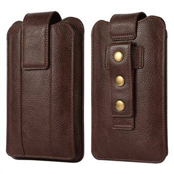 PU-läder Plånbok med dubbla fickor Mobiltelefon Bältesklämma hölsterfodral Fodral Midjeväska (L storlek) för Xiaomi Huawei iPhone