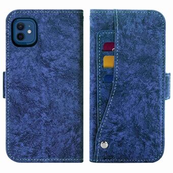 Fallsäkert telefonfodral för iPhone 12 mini , vattenfärgad målningsstruktur Roterande kortplatser Stand PU-läder Flip-plånboksfodral med rem