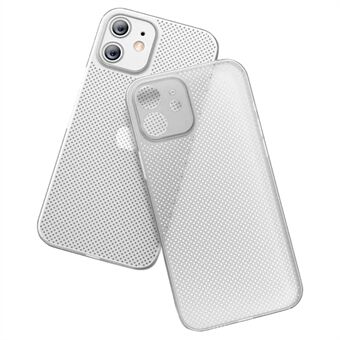 För iPhone 12 mini 5,4 tum Anti-fingeravtryck Ultratunt Andningsbart ihåligt hål Värmeavledning Mesh Bakskal PP Telefonfodral
