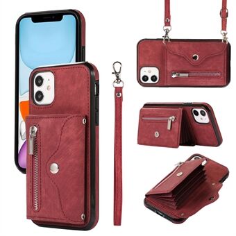 För iPhone 12 mini 5,4 tums RFID-blockerande kortväska Anti-dropp telefonfodral Kickstand PU-läder+TPU-fodral