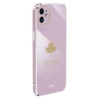 För iPhone 12 mini 5,4 tum Edge TPU-skal 6D Elektropläterat Maple Leaf telefonfodral