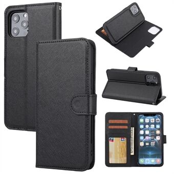 Cross Skin Leather Wallet Detachable TPU Cover for iPhone 12 Pro/12