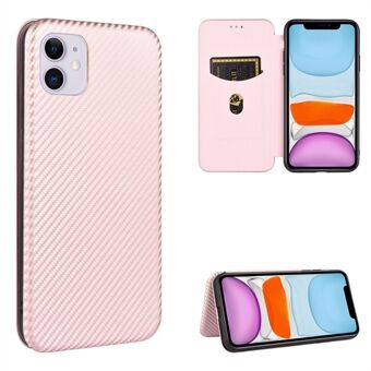 Carbon Fiber Auto-absorbed Stand Leather Mobile Case for iPhone 12 Pro/12