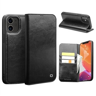 QIALINO Genuine Cowhide Leather Wallet Case Folio Book Stand Flip Cover for iPhone 12 / 12 Pro 