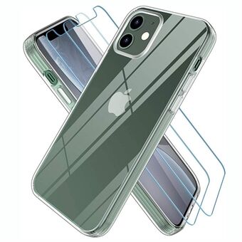 TPU telefonfodral för iPhone 12/12 Pro skal med skärmskydd i härdat glas