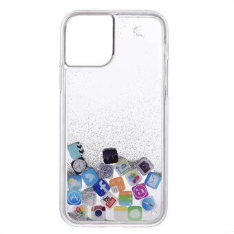 Snygg APP Icon + Glitter Powder Paljetter Quick-Sandliknande TPU-bakskal för iPhone 12/12 Pro