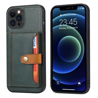 Full Protection PU Leather Coated TPU Case with Kickstand and Card Slots for iPhone 12/12 Pro