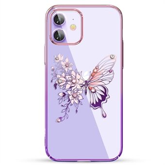 KINGXBAR Butterfly Series Luxury Authorized Swarovski Crystals Clear PC Phone Case för iPhone 12 Pro/ 12 - Lila
