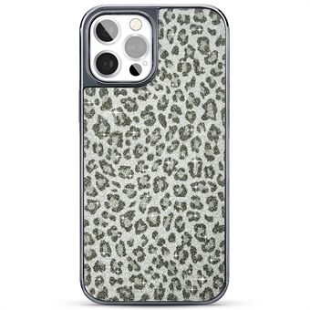 KINGXBAR Glitter Leopard Cheetah Print Mönster Mjuk TPU + Hård PC Skyddsplätering Bakfodral Skal för iPhone 12/12 Pro 