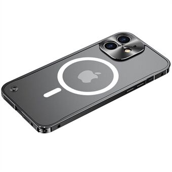 Scratch matt telefonfodral Härdat glas + metall Hybrid Transparent skyddande telefonfodral med magnetisk trådlös laddningsfunktion för iPhone 12 