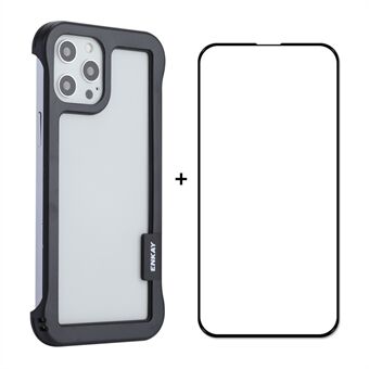 ENKAY Slim Phone Case + 9H skärmskydd i härdat glas för iPhone 12 Pro  / 12  Ramlös värmeavledning Telefon Shell Drop Resistant Skyddsfodral