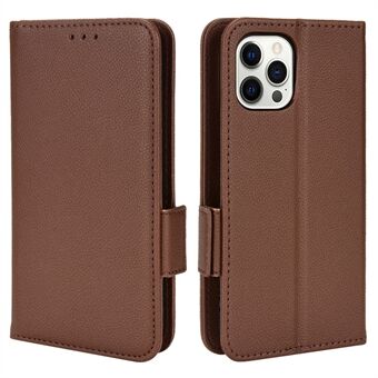 För iPhone 12  / 12 Pro  Litchi Texture Plånbok Läderfodral Dubbel magnetlås Stand Telefonskydd