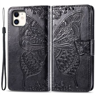 For iPhone 12 /12 Pro  Imprinting Butterfly Flower PU Leather Folio Flip Wallet Stand Phone Case