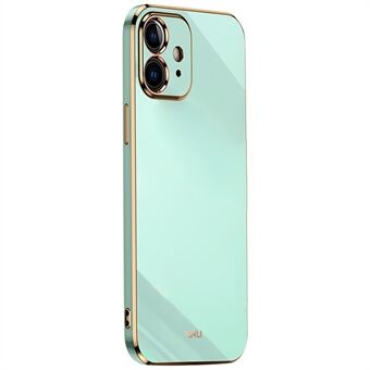 XINLI for iPhone 12 6.1 inch Precise Lens Cutout Sweat-proof Stylish Electroplating Golden Edge Flexible TPU Cover