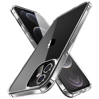 Galvaniserad kristallklar TPU + PC Hybrid telefonskal för iPhone 12 , galvanisering sidoknappar Transparent mobiltelefontillbehör