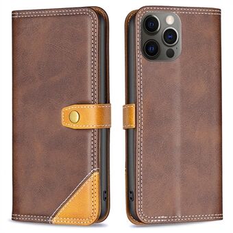 BINFEN COLOR BF Leather Series-8 for iPhone 12/12 Pro  12 Style Fall Prevention Card Slots Stand Splicing Leather Case Double Stitching Lines Phone Cover