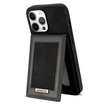 N.BEKUS RFID-blockerande telefonskal för iPhone 12 Pro / 12 , vertikal korthållare Kickstand Design PU-läder+TPU-telefonfodral Shell