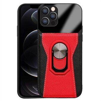 Litchi Texture telefonfodral för iPhone 12 Pro / 12 , tvåfärgat PU-läder+hård PC+TPU Kickstand Telefonskal Telefonskal