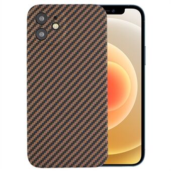 Skyddsfodral för iPhone 12 6,1 tum Fallsäker Exakt Cutout Carbon Fiber Texture Aramid Fiber Bakfodral - Svart Guld