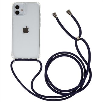 För iPhone 12/12 Pro 6,1 tums genomskinligt telefonfodral med justerbar lanyard Stötsäker TPU+akryl bakskal