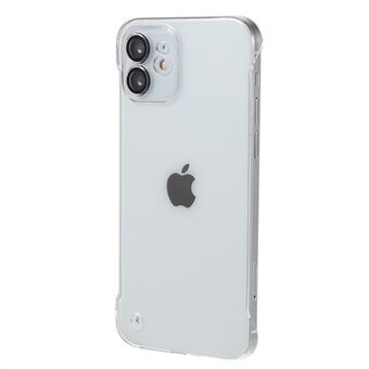 För iPhone 12 hårt PC-telefonfodral Ramlöst transparent telefonfodral med glaslinsskydd
