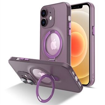 Magnetisk matt telefonfodral för iPhone 12, PC+TPU Glaslinsskydd Telefon Kickstand Cover