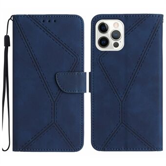HT05 plånboksfodral för iPhone 12/12 Pro 6,1 tum Skin-touch helt inslaget telefonfodral PU-läderskal