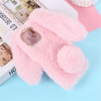 Kaninform fluffig pälsbelagd TPU-skal till iPhone 12 Pro - Rosa